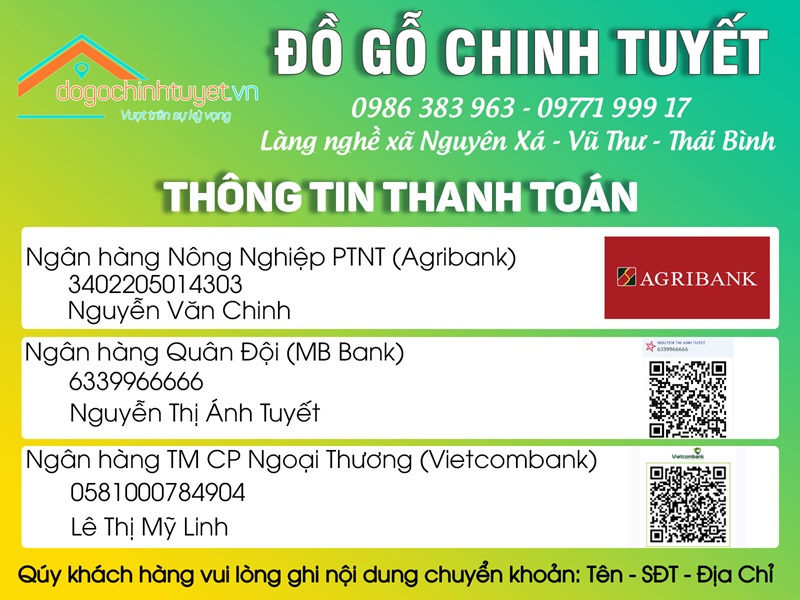 Thanh Toán Đồ Gỗ Chinh Tuyết Thái Bình